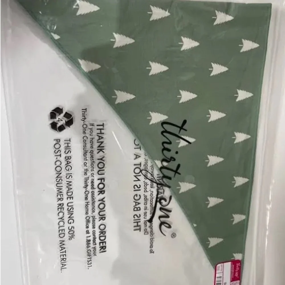 Thirty-One Green and White Festive Forest Tree Print Pet Bandana XS/S